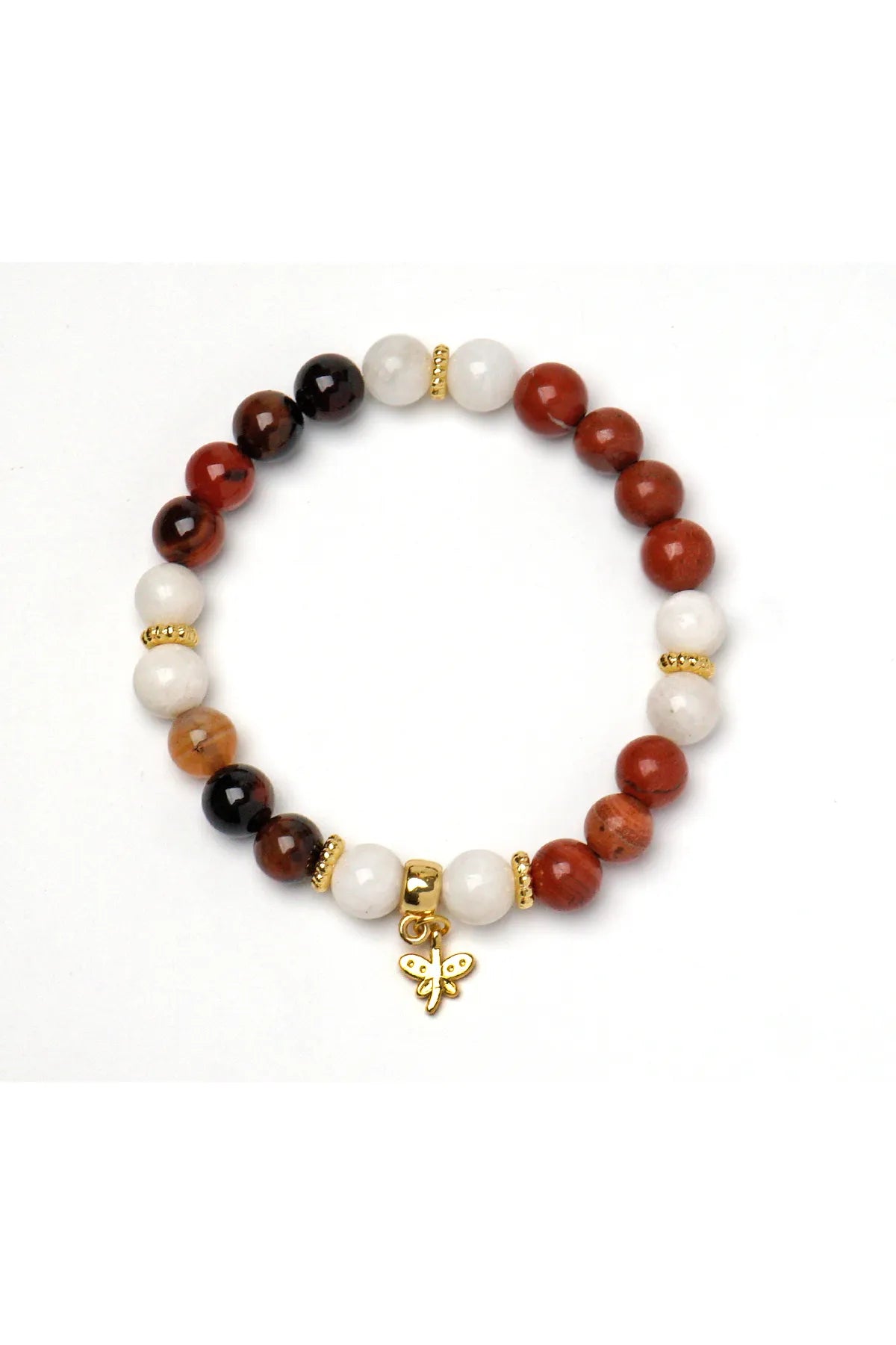 Kök Çakra – Karnelyan, Akik, Ay Taşı, Jasper Taşlı Doğal Taş Bileklik