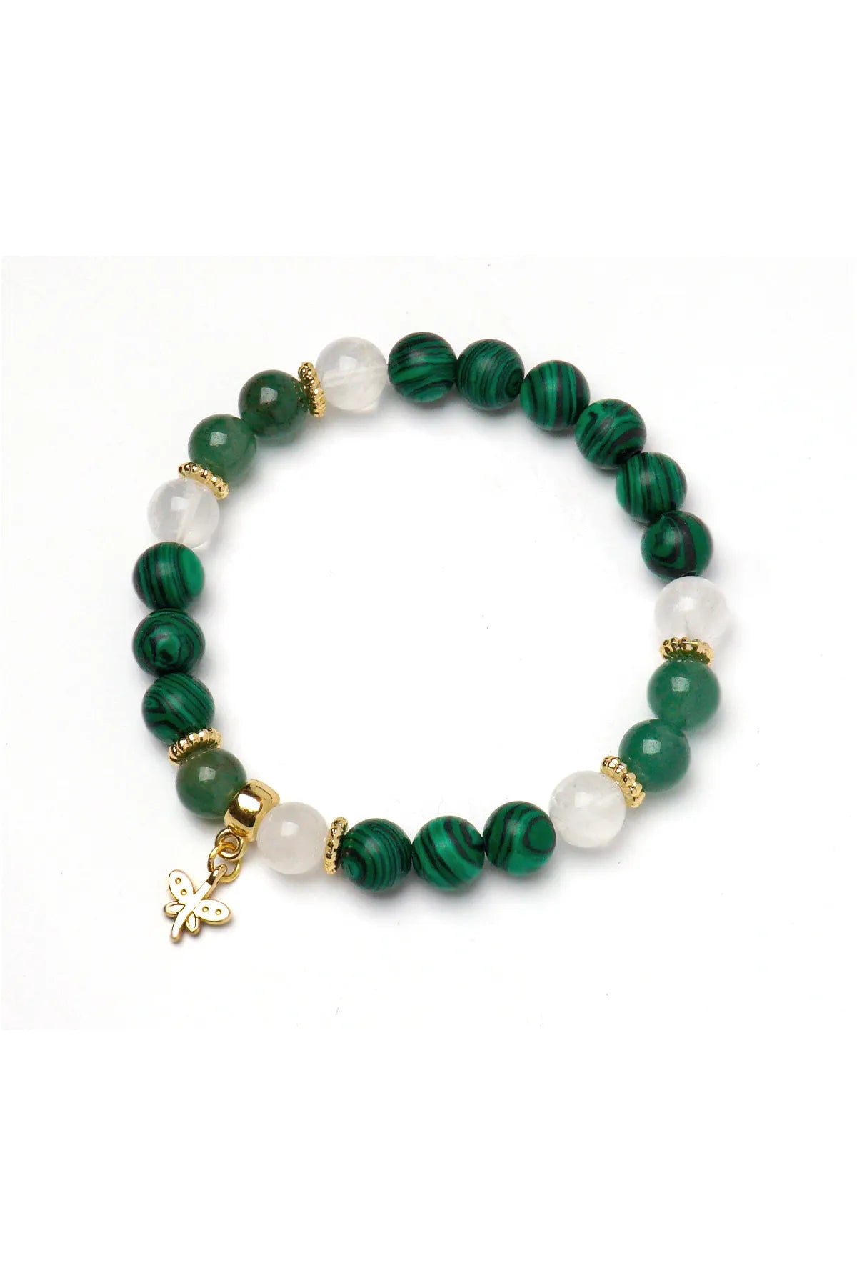 Kalp Çakra – Malahit, Aventurin, Kristal Kuvars Taşlı Doğal Taş Bileklik