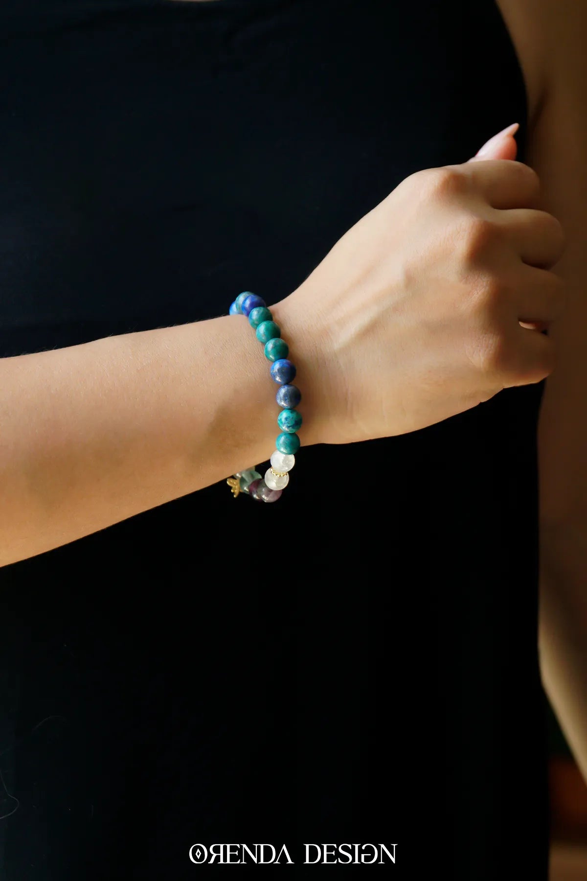Alın Çakra – Azurit, Florit, Necef Taşlı Doğal Taş Bileklik