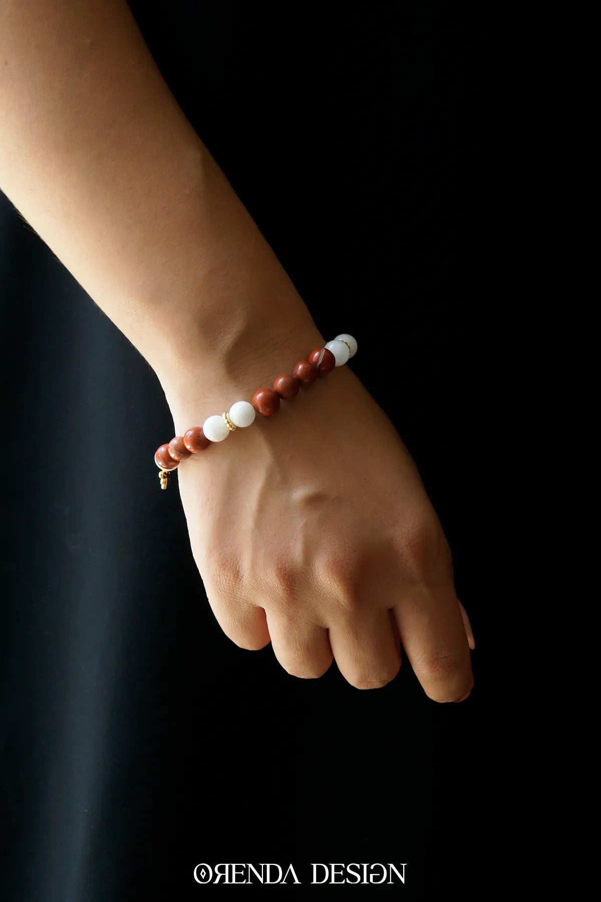 Kök Çakra – Karnelyan, Akik, Ay Taşı, Jasper Taşlı Doğal Taş Bileklik