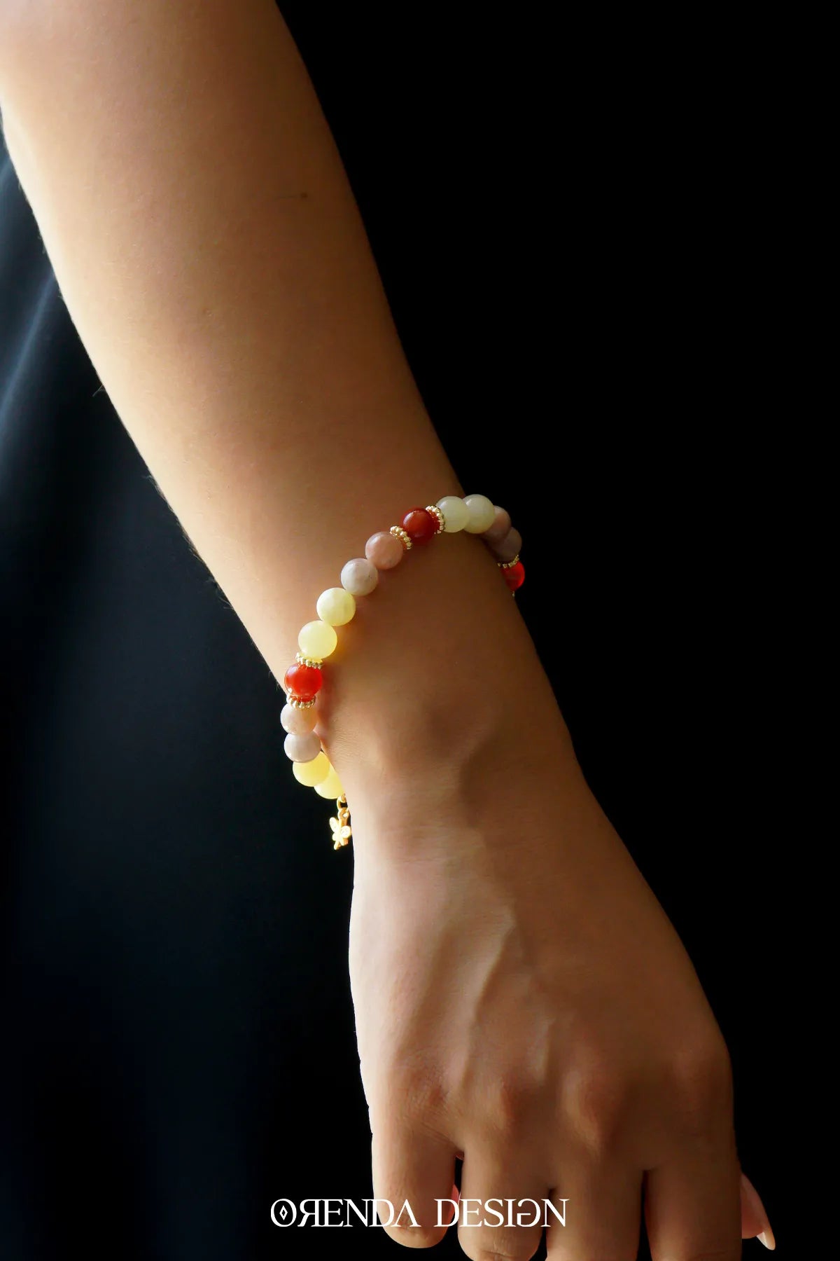 Sakral Çakra – Yemen Akik, Güneş Taşı, Kalsit Taşlı Doğal Taş Bileklik