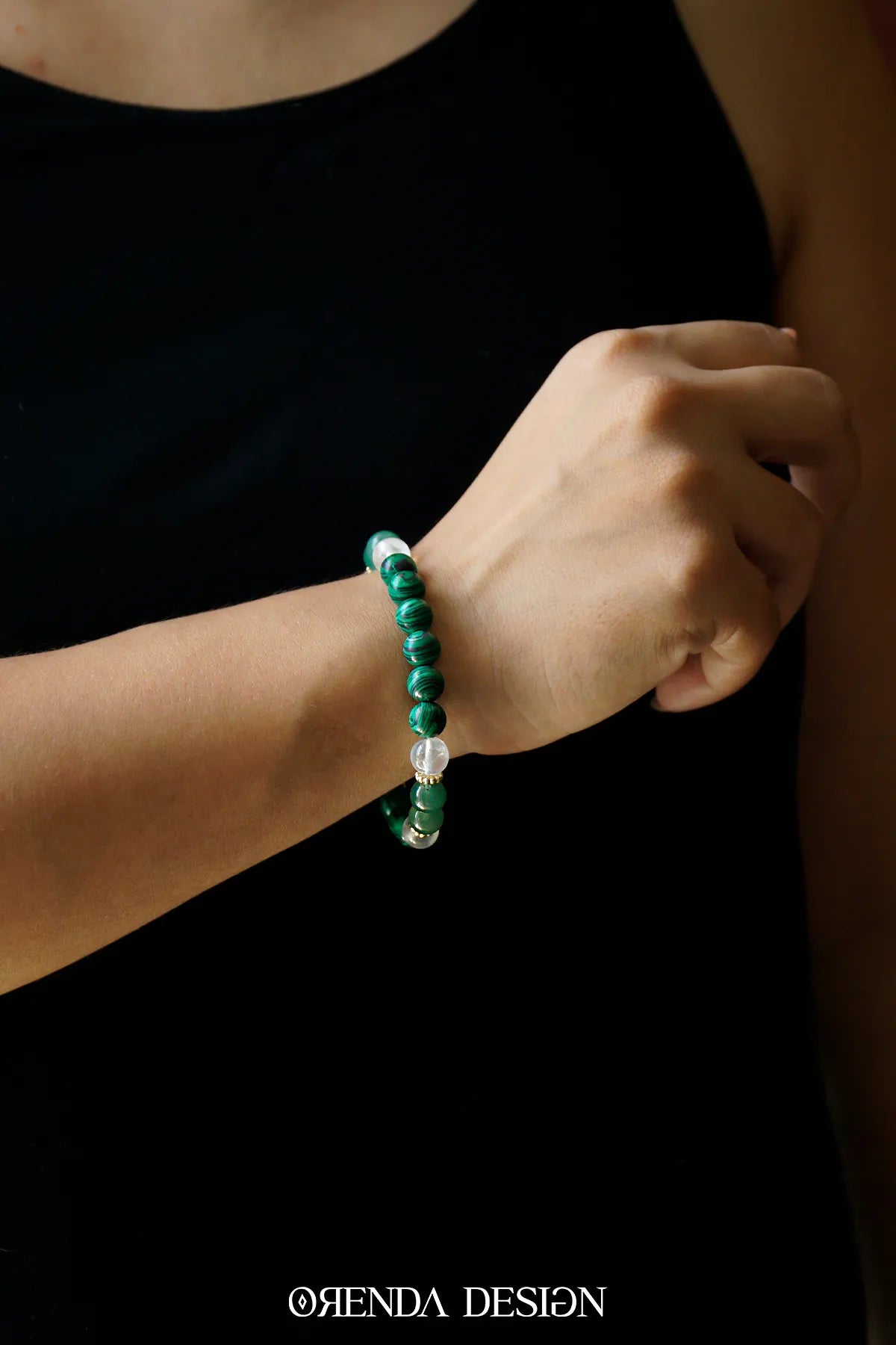 Kalp Çakra – Malahit, Aventurin, Kristal Kuvars Taşlı Doğal Taş Bileklik