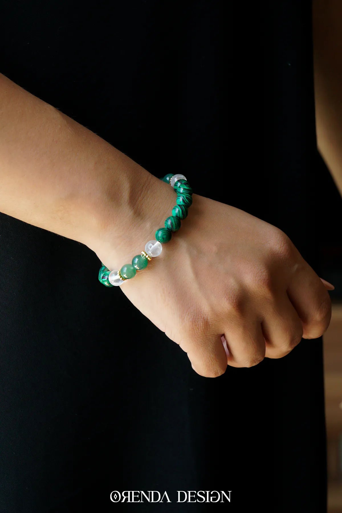 Kalp Çakra – Malahit, Aventurin, Kristal Kuvars Taşlı Doğal Taş Bileklik