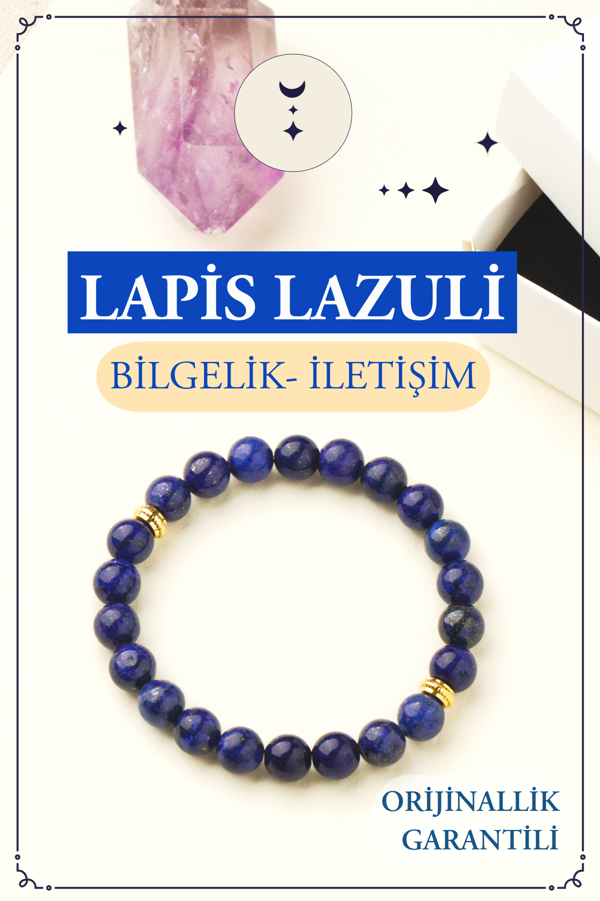 Lapis Lazuli Doğal Taş Bileklik (BİLGELİK VE İLETİŞİM)