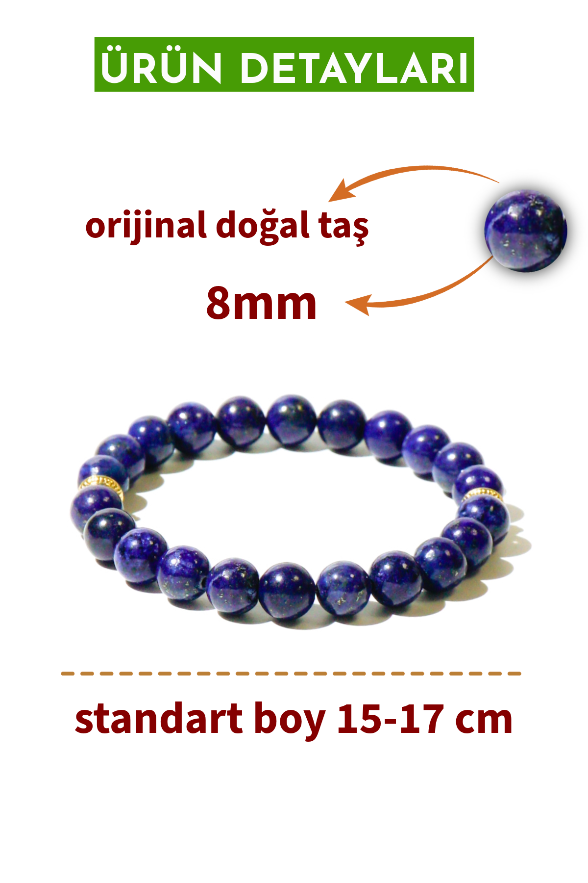 Lapis Lazuli Doğal Taş Bileklik (BİLGELİK VE İLETİŞİM)