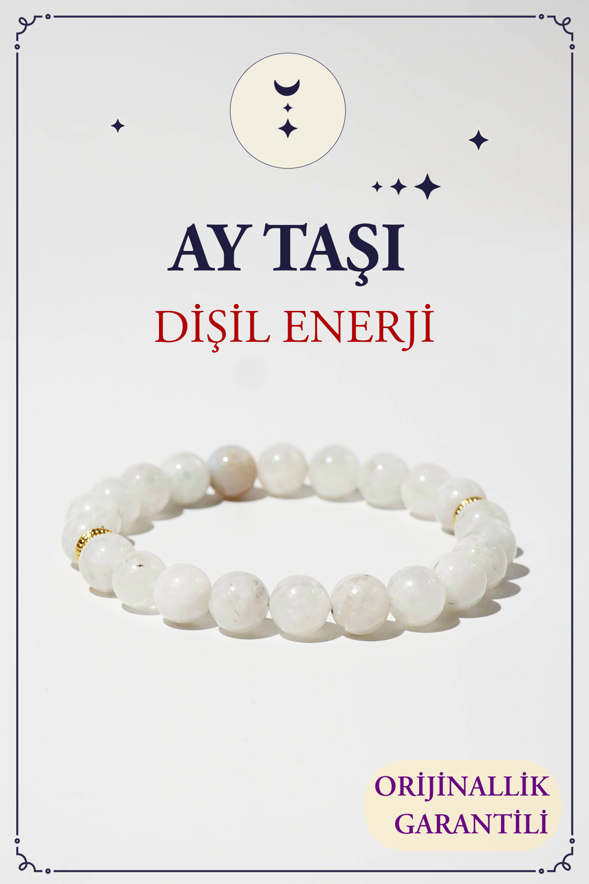Ay Taşı Doğal Taş Bileklik (Dişil Enerji)