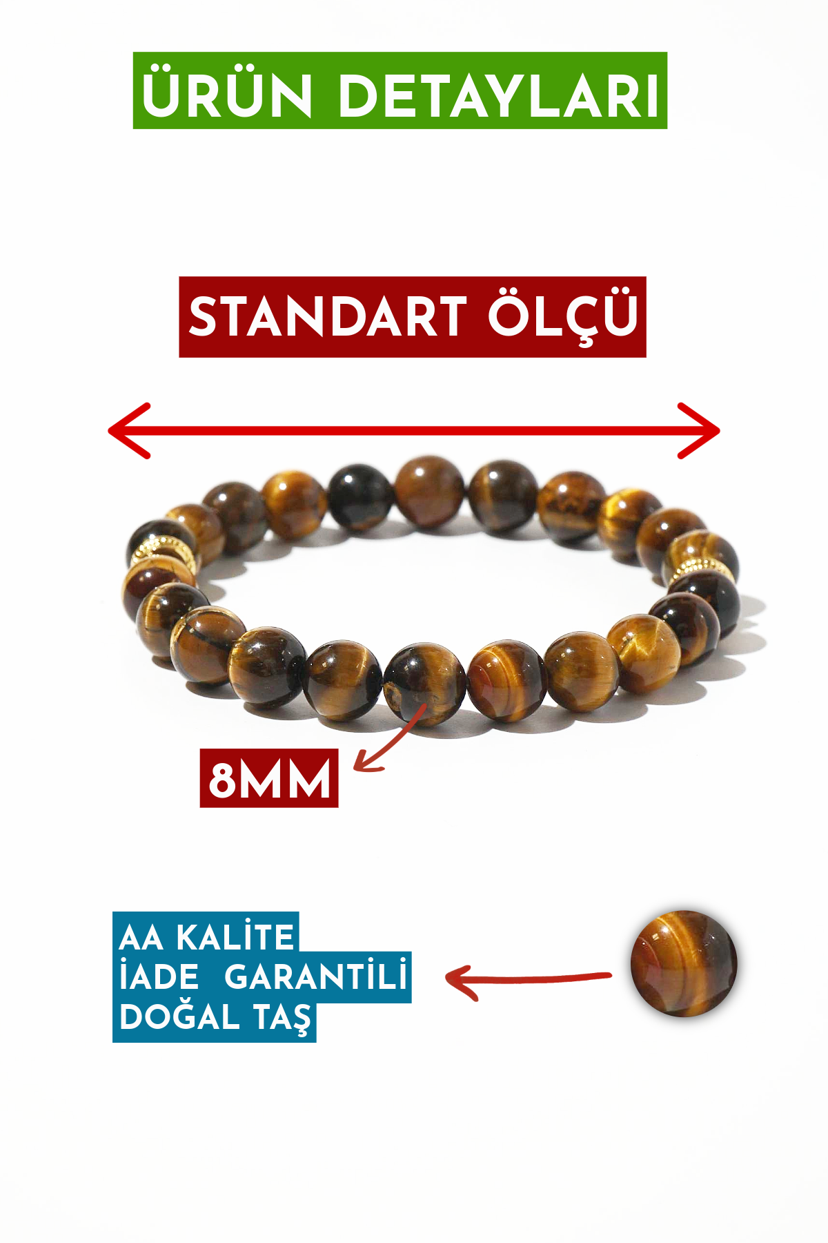 Tiger Eye Natural Stone Bracelet (Strength and Protection)
