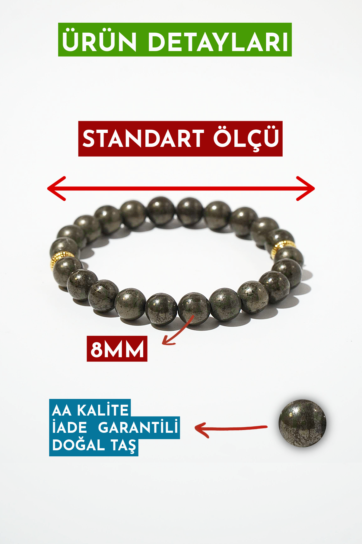 Pyrite Natural Stone Bracelet (Power and Energy)