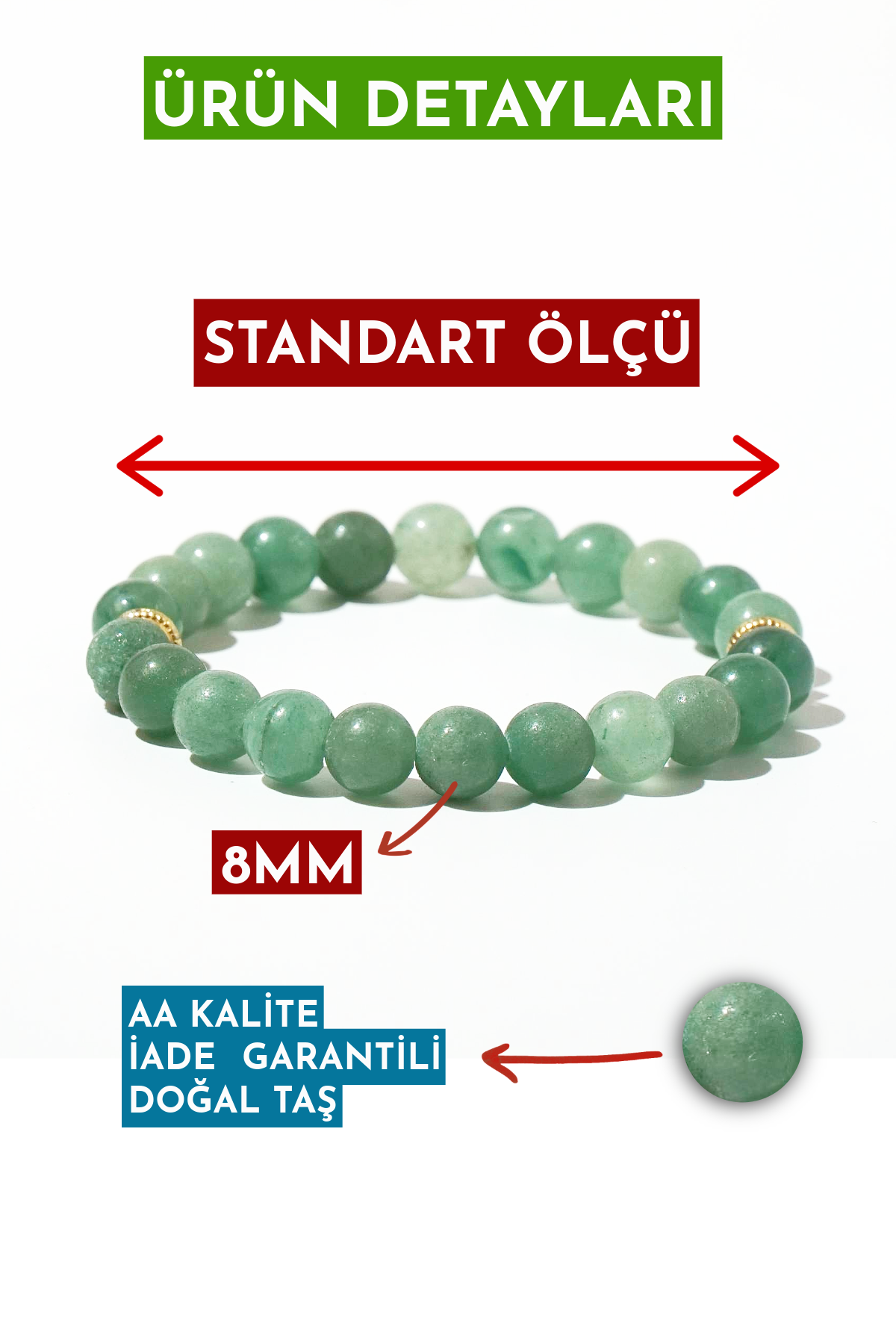 Aventurine Natural Stone Bracelet (Stone That Brings Luck and Abundance)