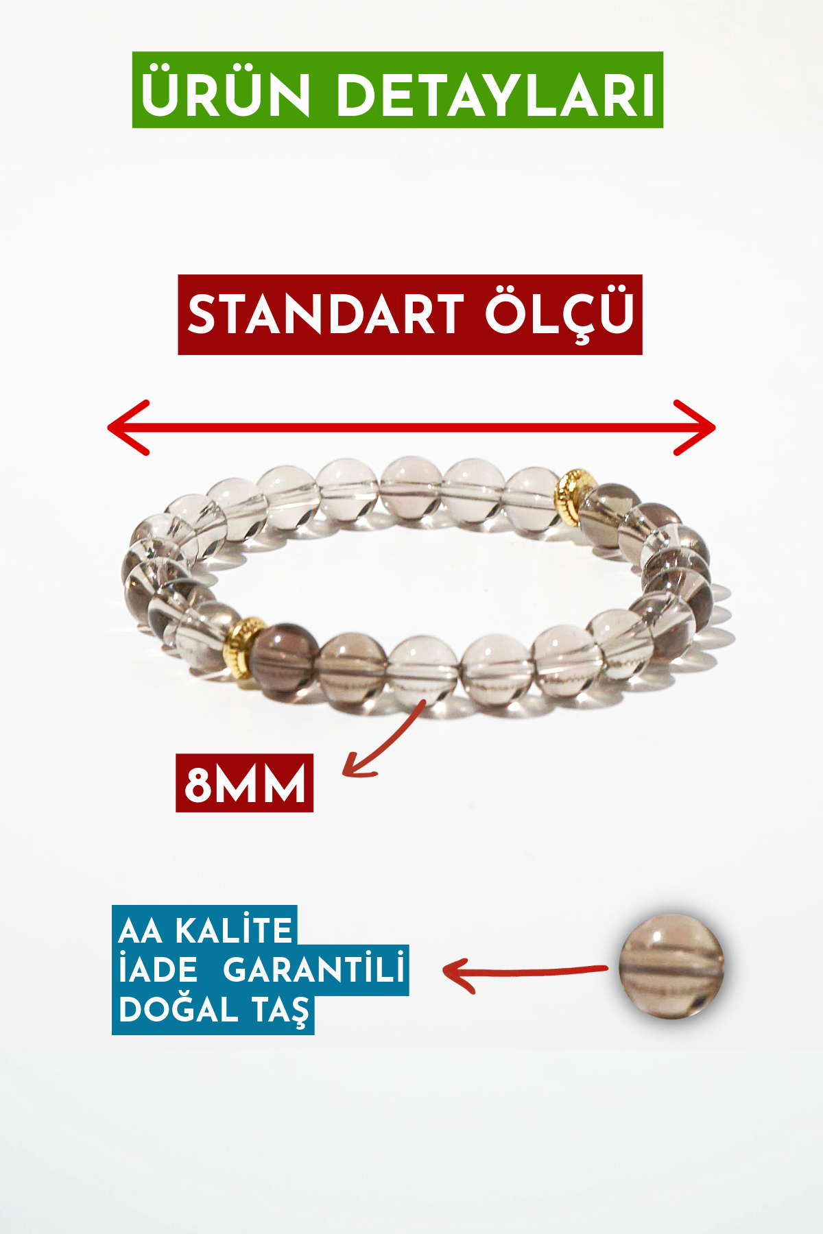 Smoky Quartz Natural Stone Bracelet (Cleansing and Protecting Negativity)