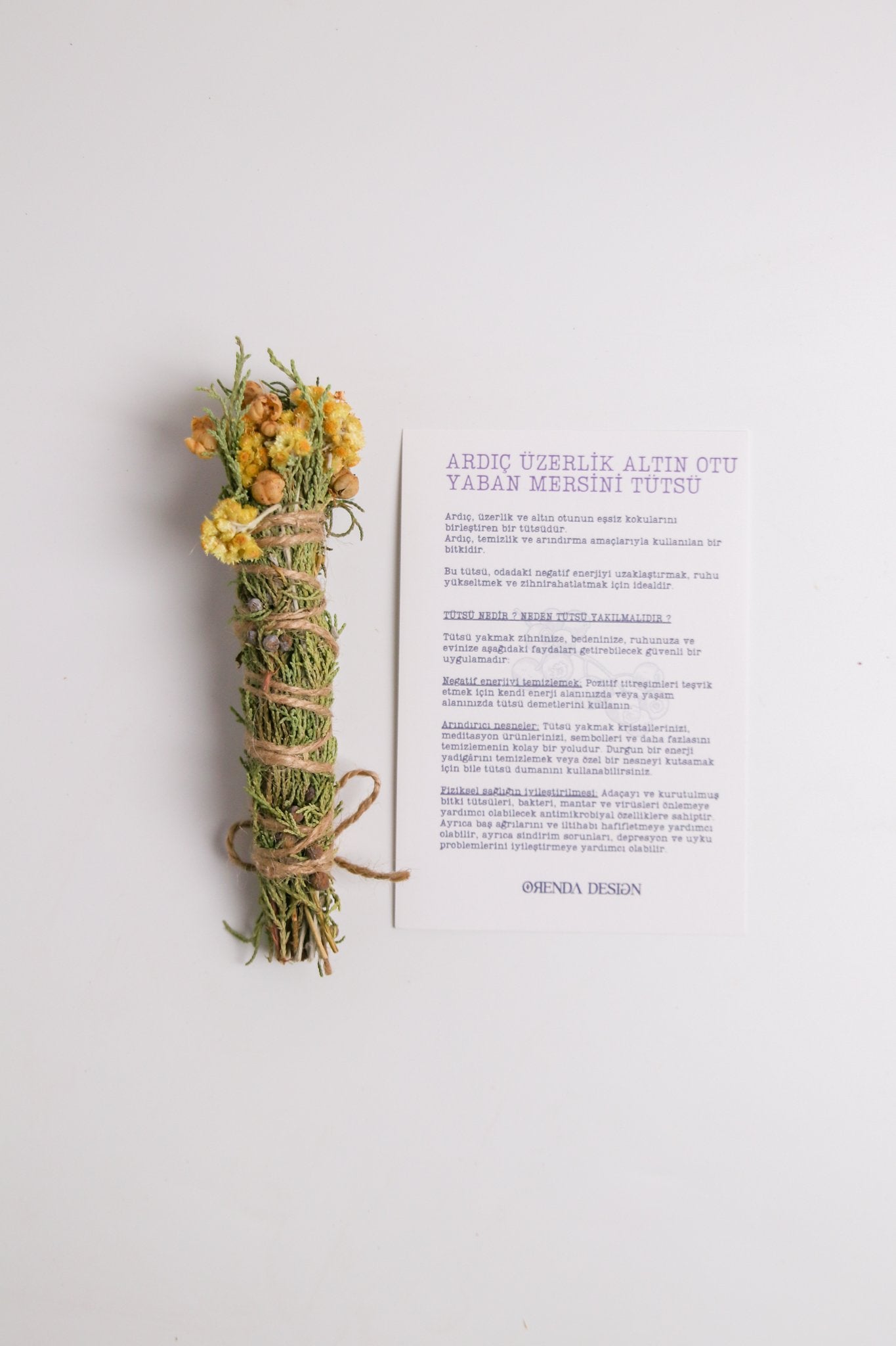 Ardıç Üzerlik Altın Otu Yaban Mersini Tütsü Demeti