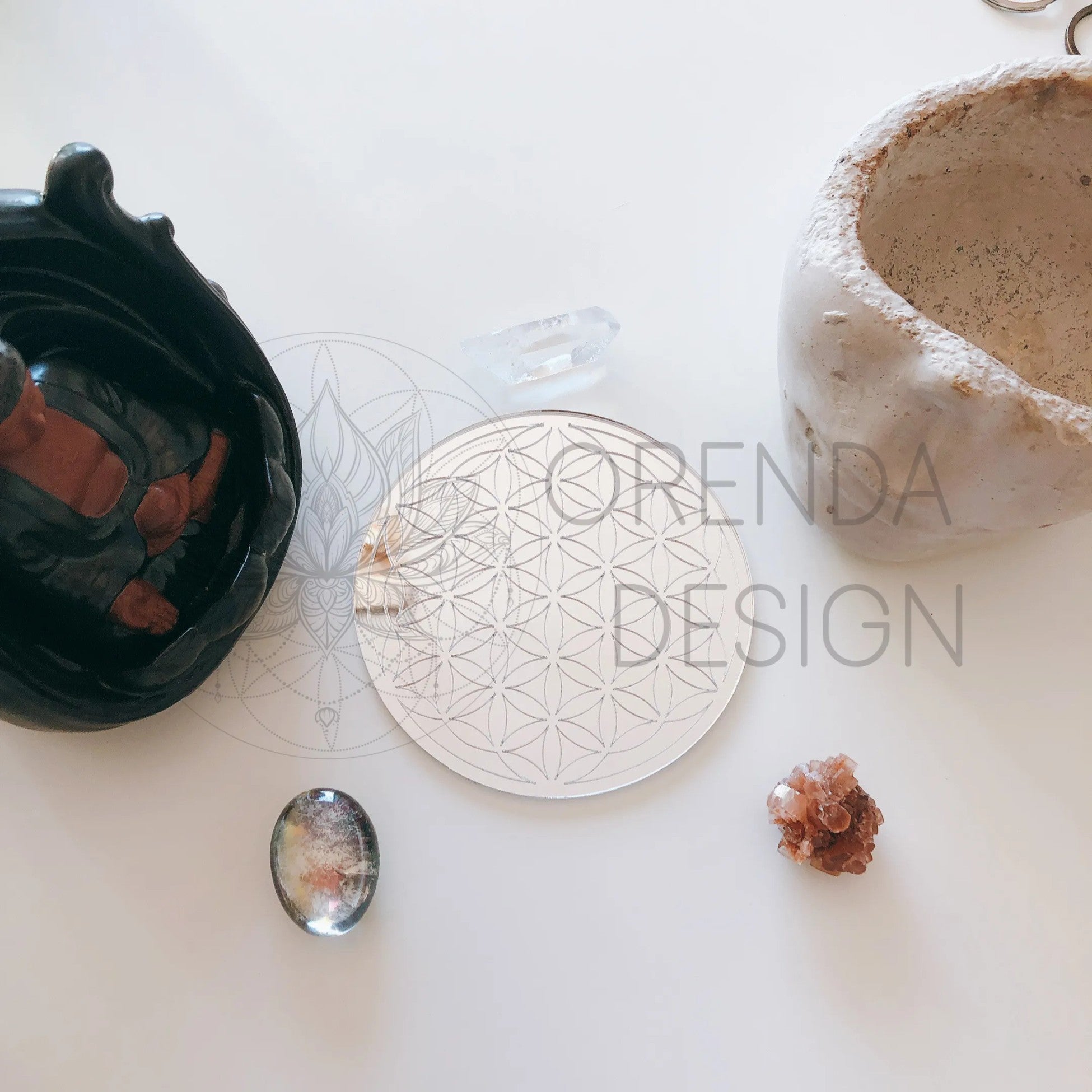 Flower of Life Coaster Silver Plexiglass No:1