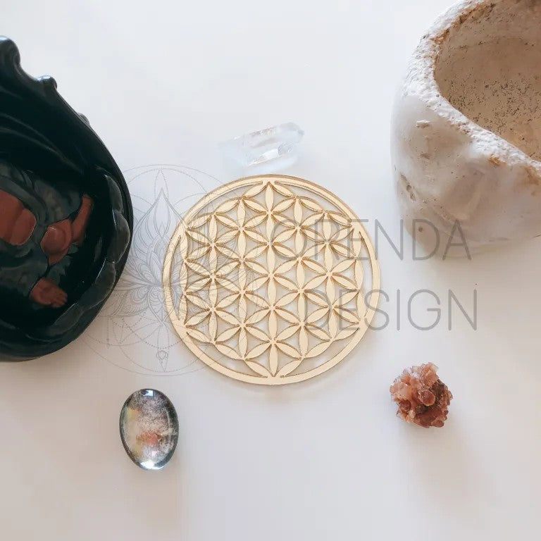 Flower of Life Coaster Gold Plexiglass No:2