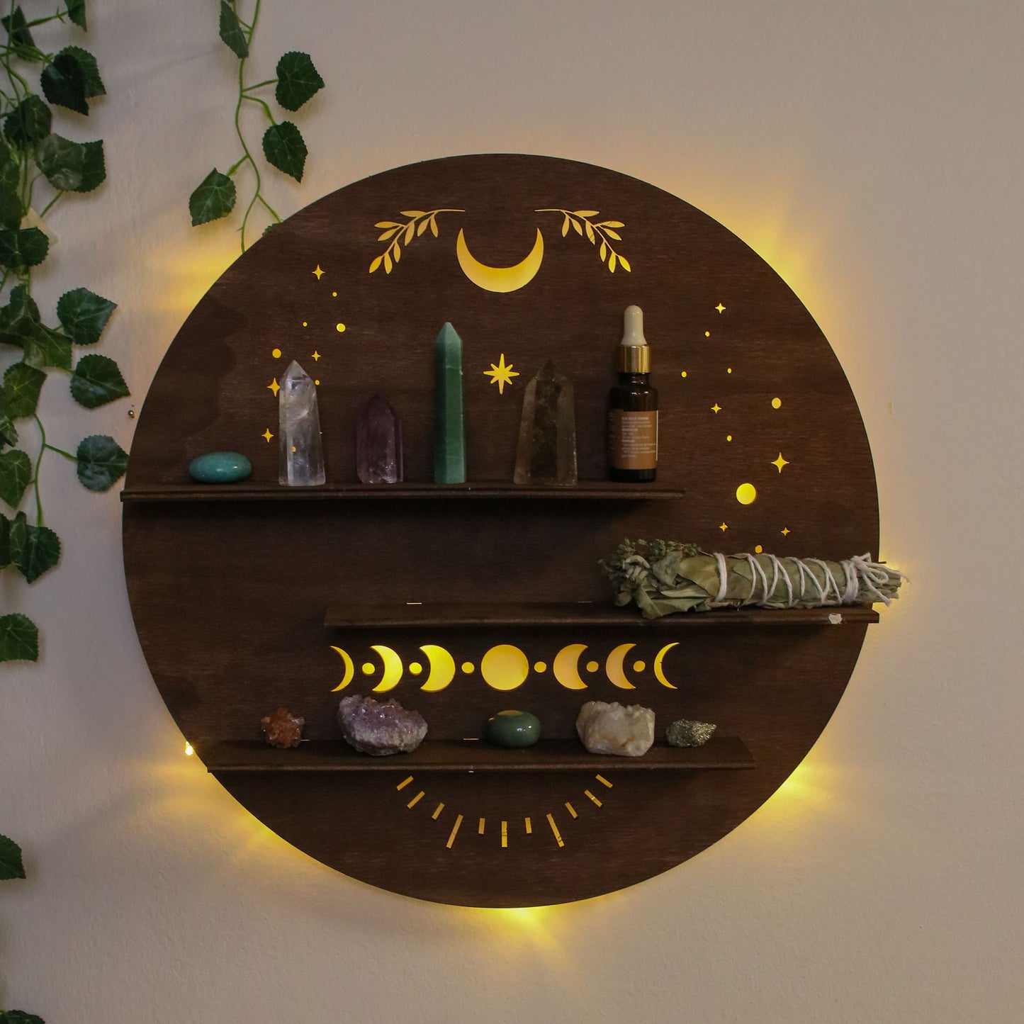 "THE MOON" Ahşap Raf Pano