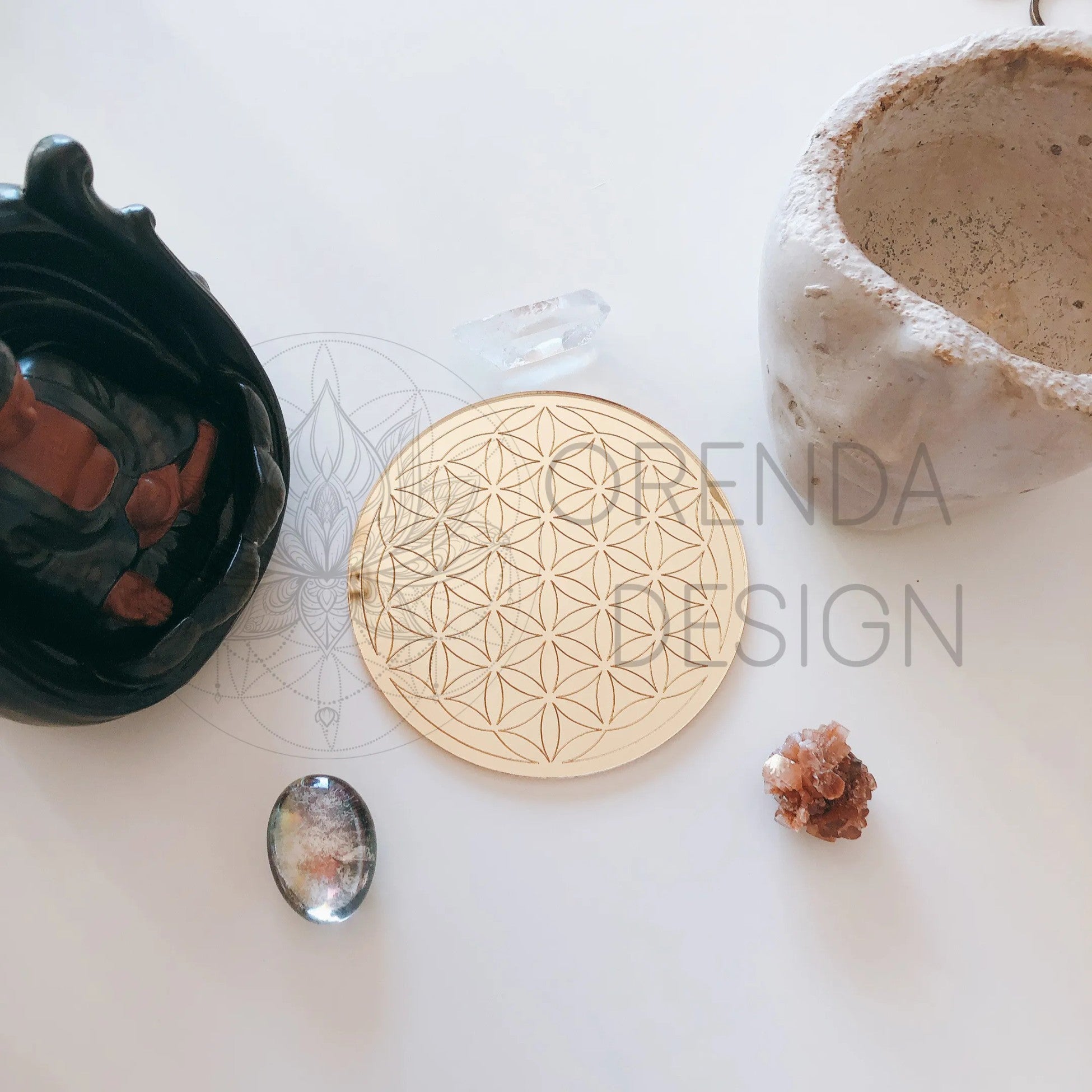 Flower of Life Coaster Gold Plexiglass No:1