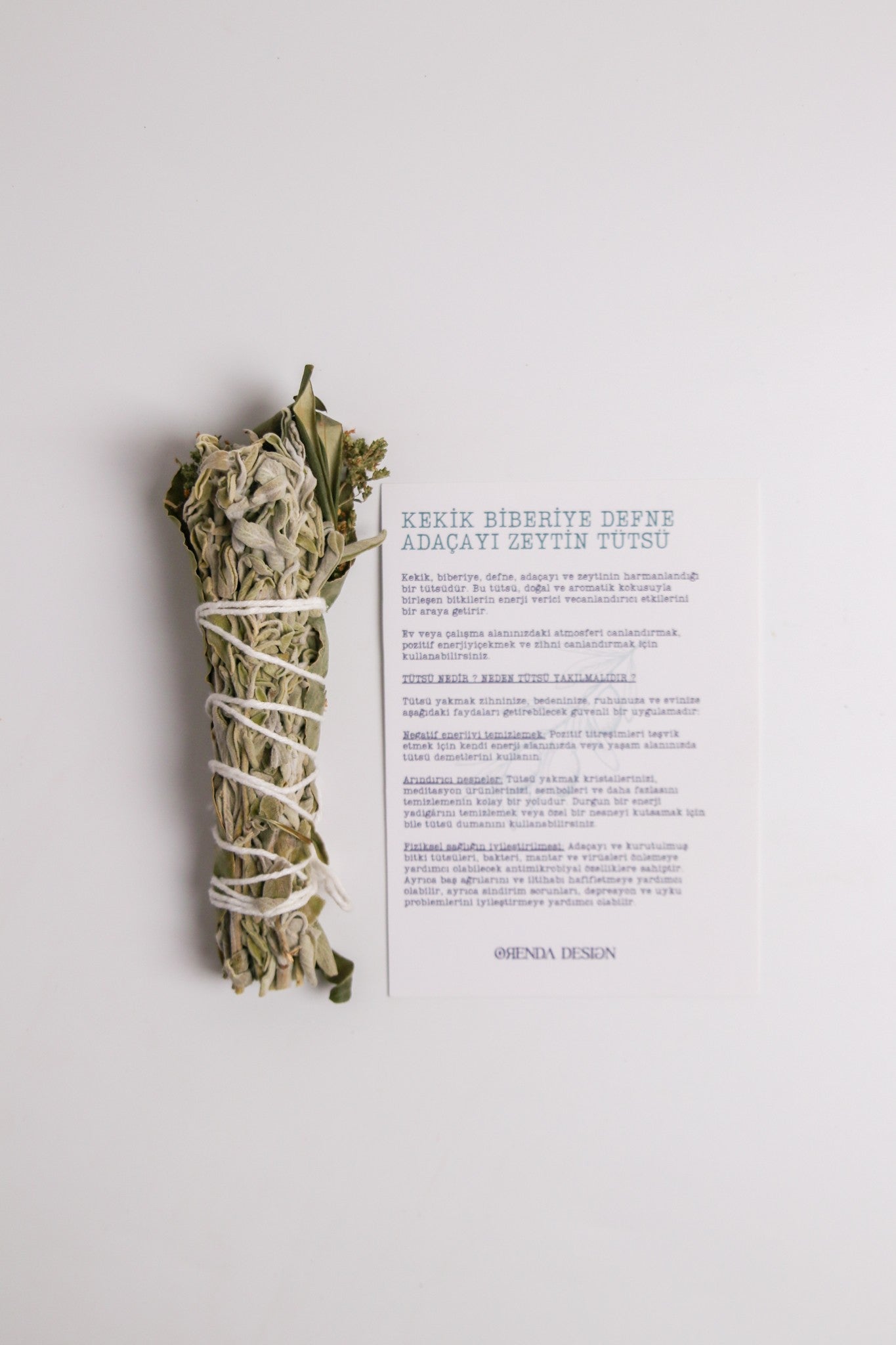 Kekik Biberiye Defne Adaçayı Zeytin Tütsü Demeti