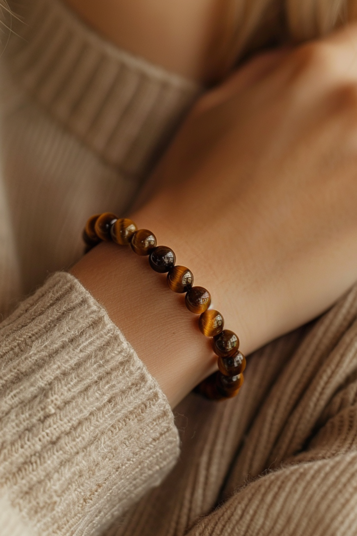 Tiger Eye Natural Stone Bracelet (Strength and Protection)