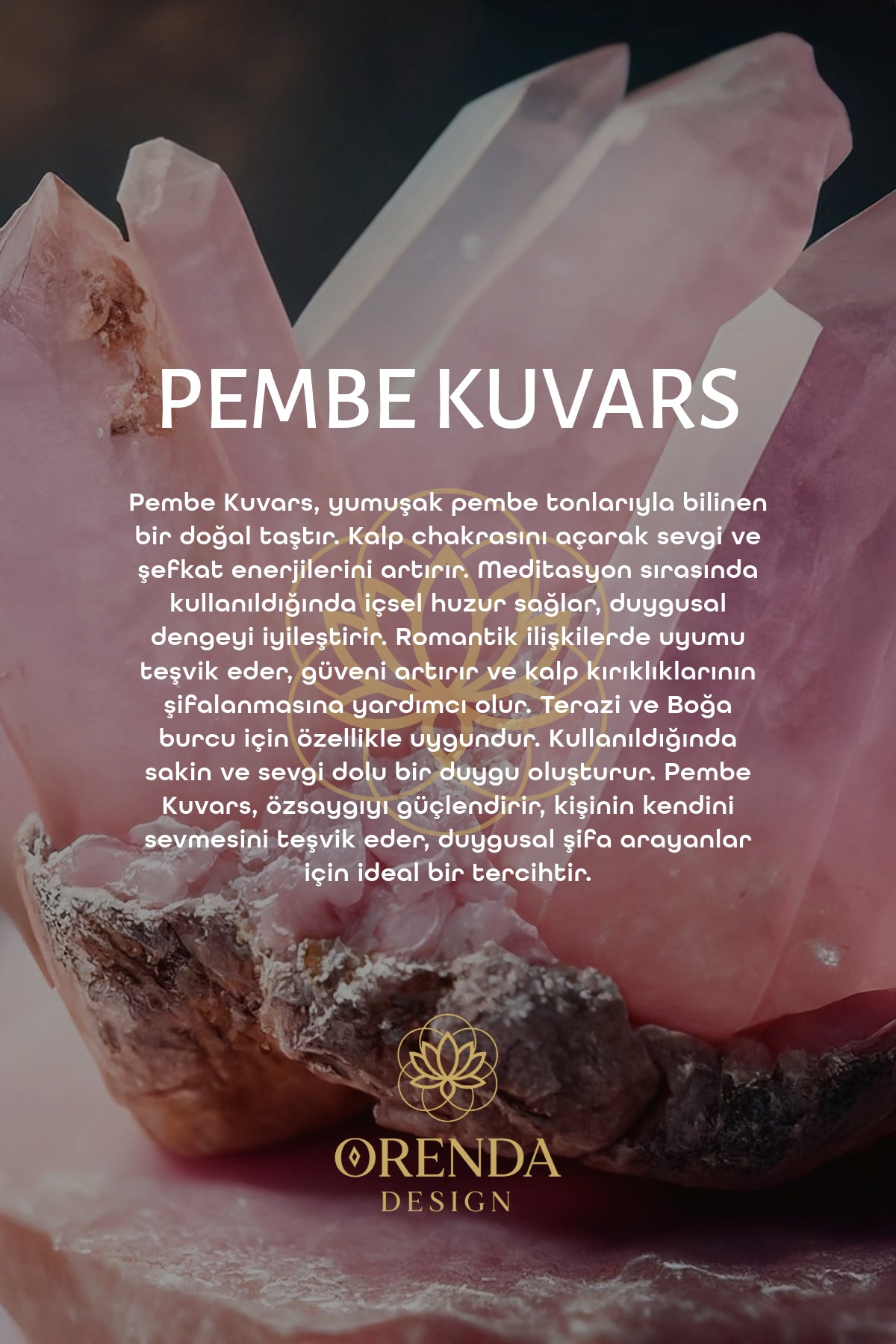 Pembe Kuvars Doğal Taş Bileklik (Aşk, Sevgi ve Mutluluk Enerjisi)