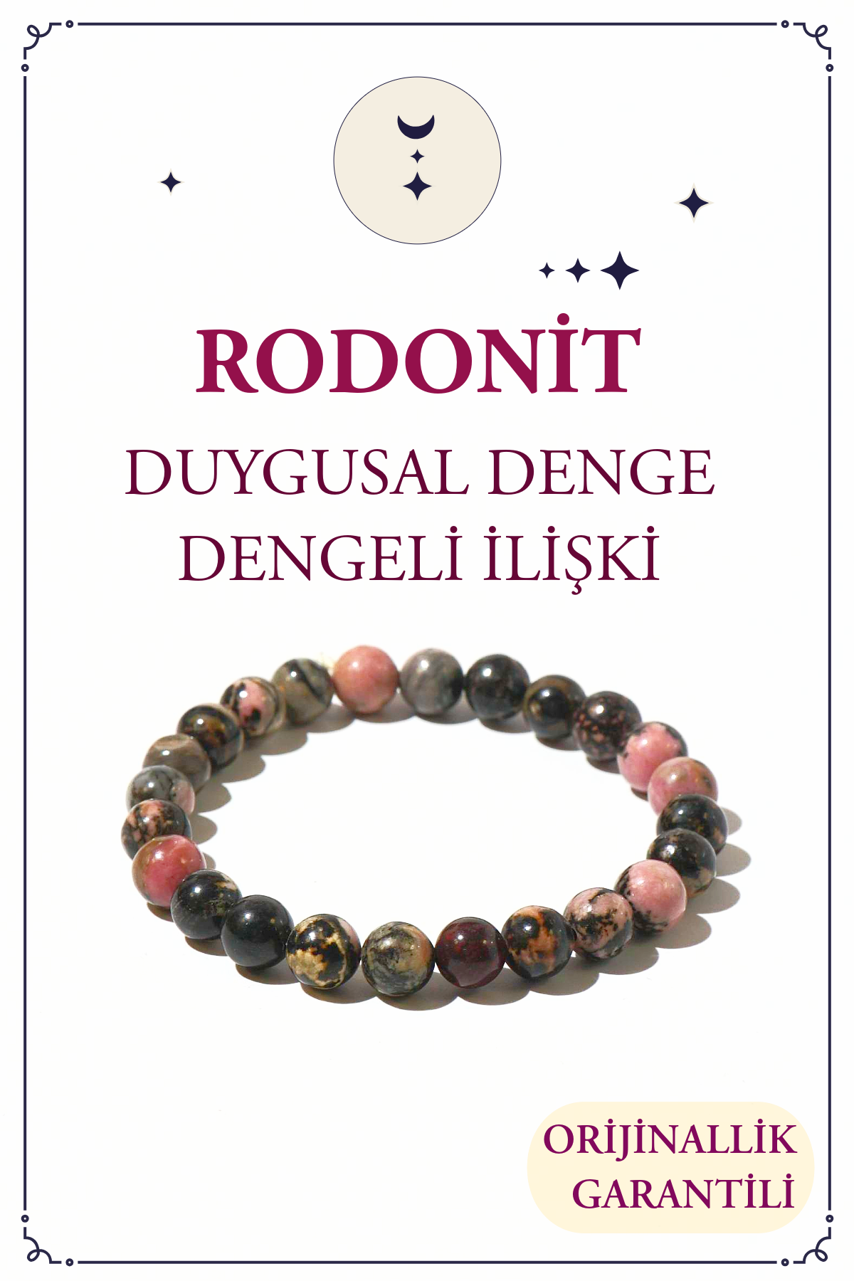 Rhodonite Natural Stone Bracelet (Emotional Balance and Balanced Relationships)