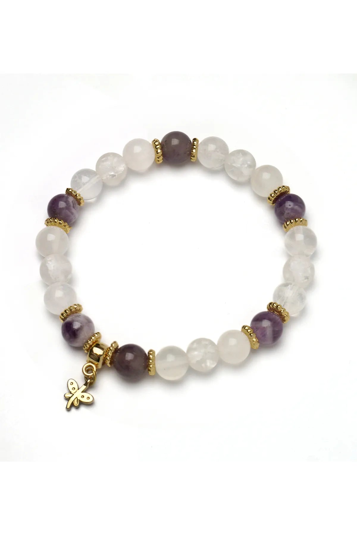 Taç Çakra – Selenit, Kristal Kuvars, Ametist, Necef Taşlı Doğal Taş Bileklik