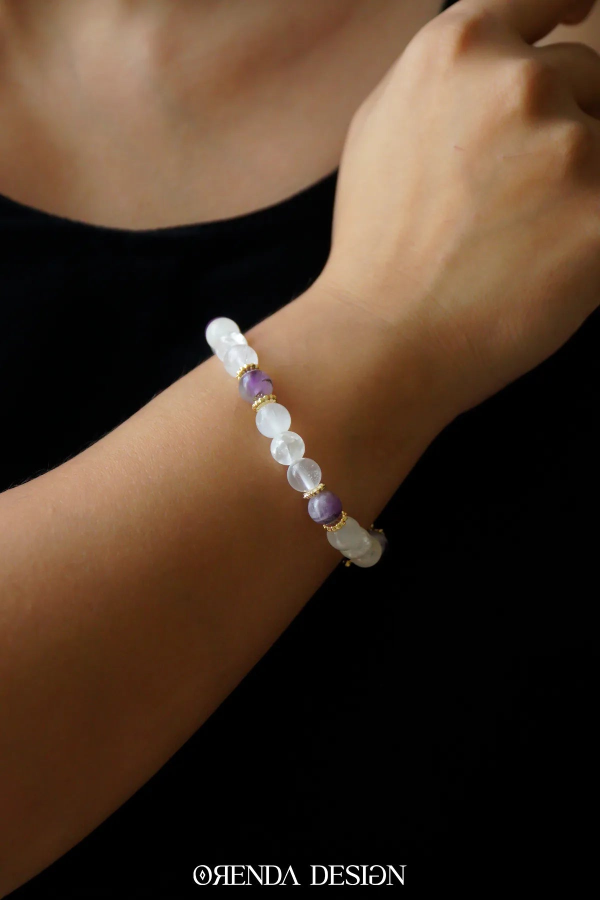 Taç Çakra – Selenit, Kristal Kuvars, Ametist, Necef Taşlı Doğal Taş Bileklik
