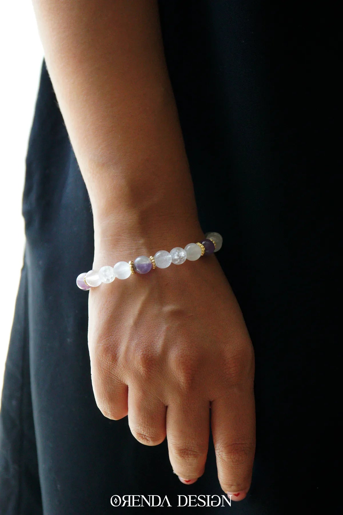 Taç Çakra – Selenit, Kristal Kuvars, Ametist, Necef Taşlı Doğal Taş Bileklik