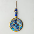 Geometric Patterned Gold Evil Eye Bead