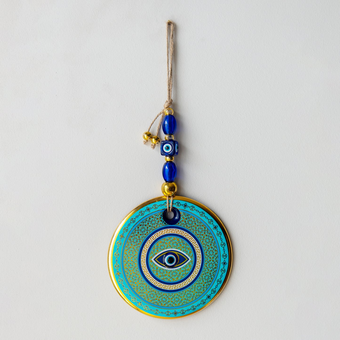 Ethnic Patterned Gold Evil Eye Bead