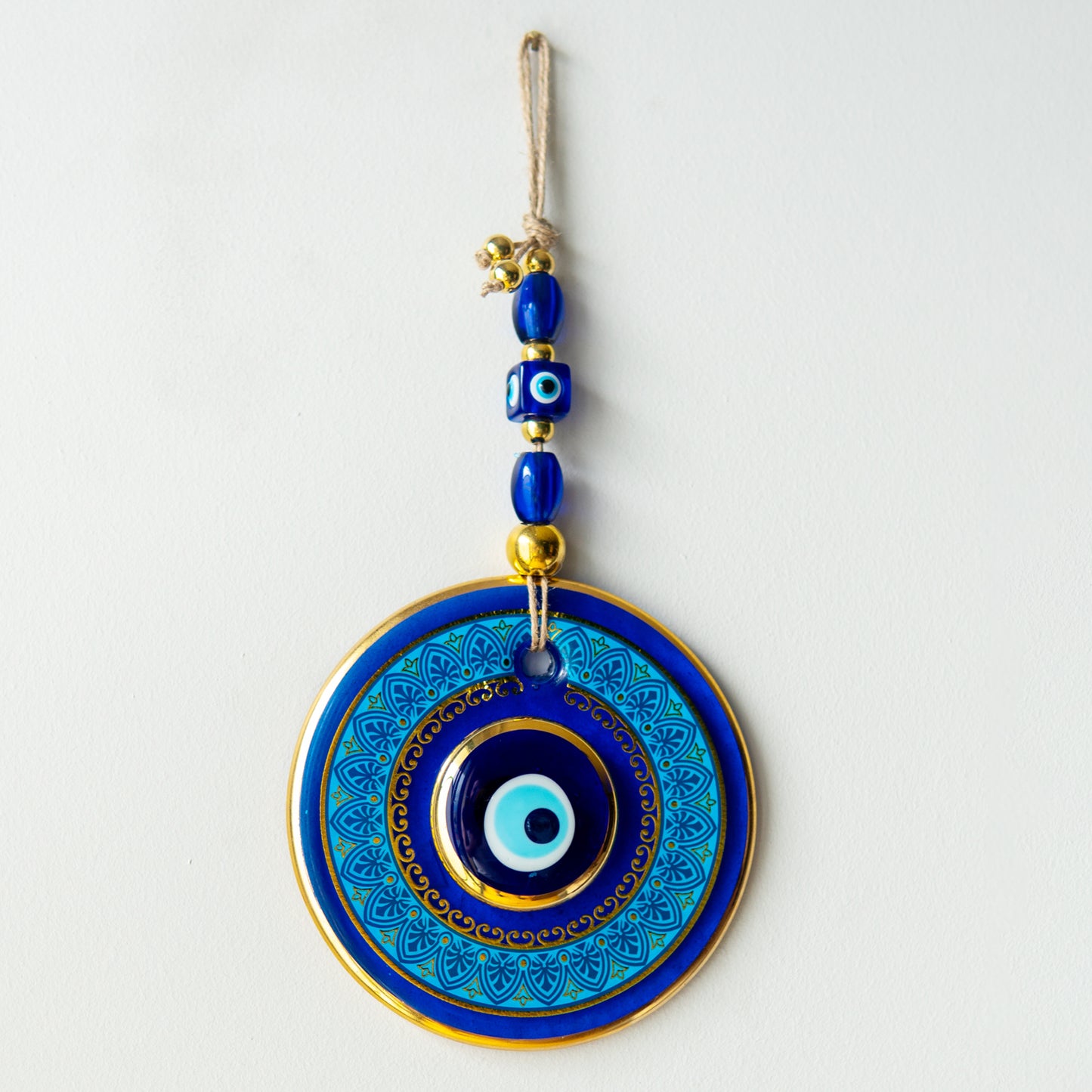 Geometric Patterned Gold Evil Eye Bead 3