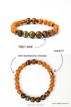 AKİK-RUDRAKSHA Erkek Bileklik | Ruhsal Güç & Meditasyon | Doğal Taş | Hematit Aparatlı