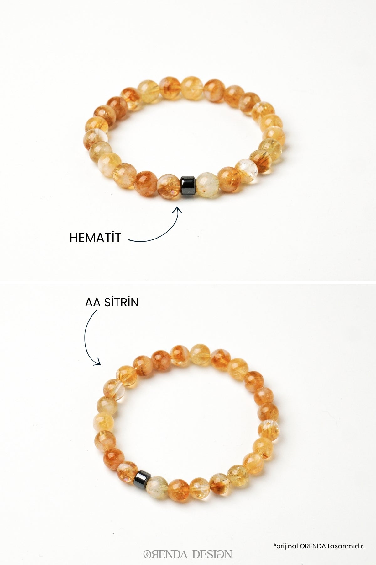 SİTRİN Erkek Bileklik | Bolluk, Neşe & Pozitif Enerji | Doğal Taş | Hematit Aparatlı