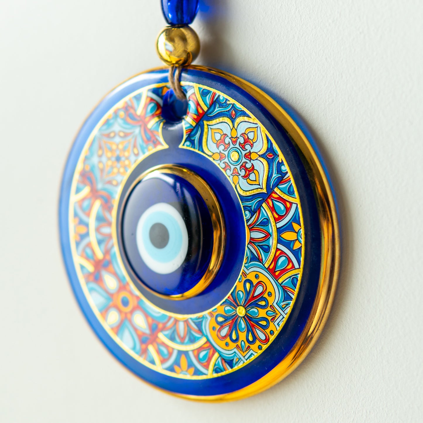 Geometric Patterned Gold Evil Eye Bead 2