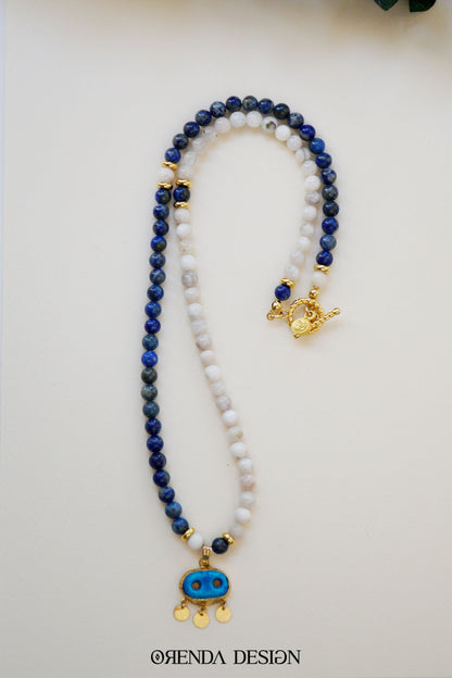 NAZAR KOLYE - Süryani Gözü – Lapis Lazuli – Ay Taşı Doğal Taş Kolye