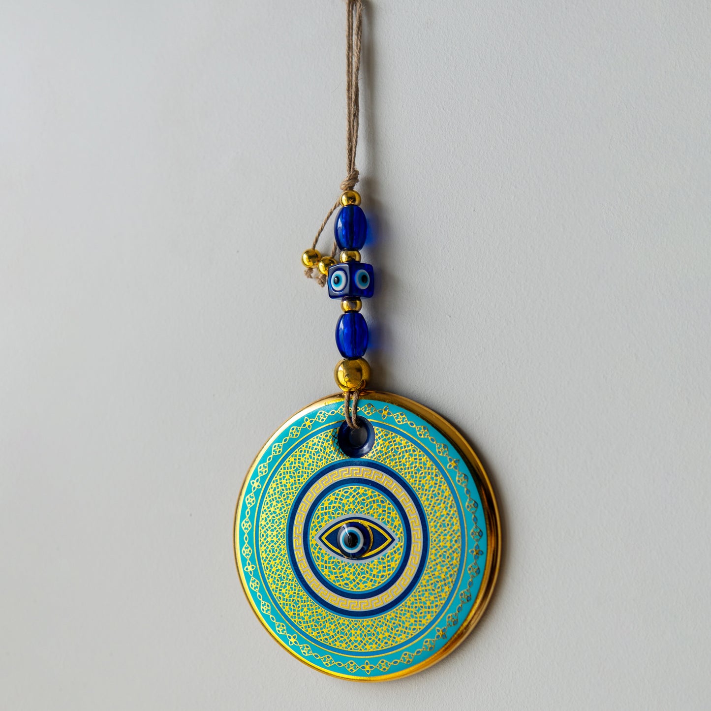 Ethnic Patterned Gold Evil Eye Bead