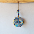 Geometric Patterned Gold Evil Eye Bead