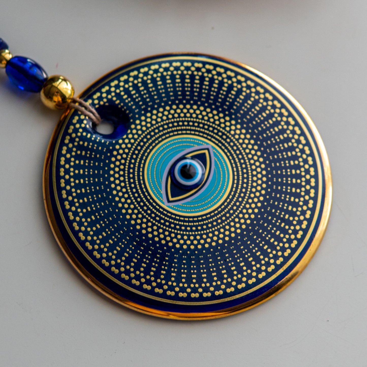 Ethnic Patterned Gold Evil Eye Bead 2