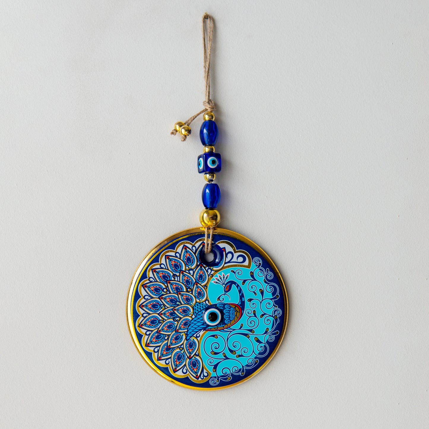 Peacock Gold Evil Eye Bead