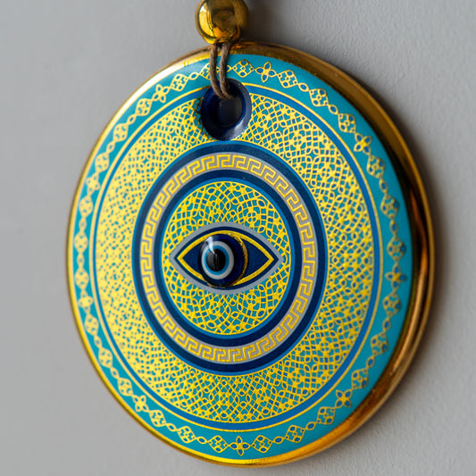 Ethnic Patterned Gold Evil Eye Bead