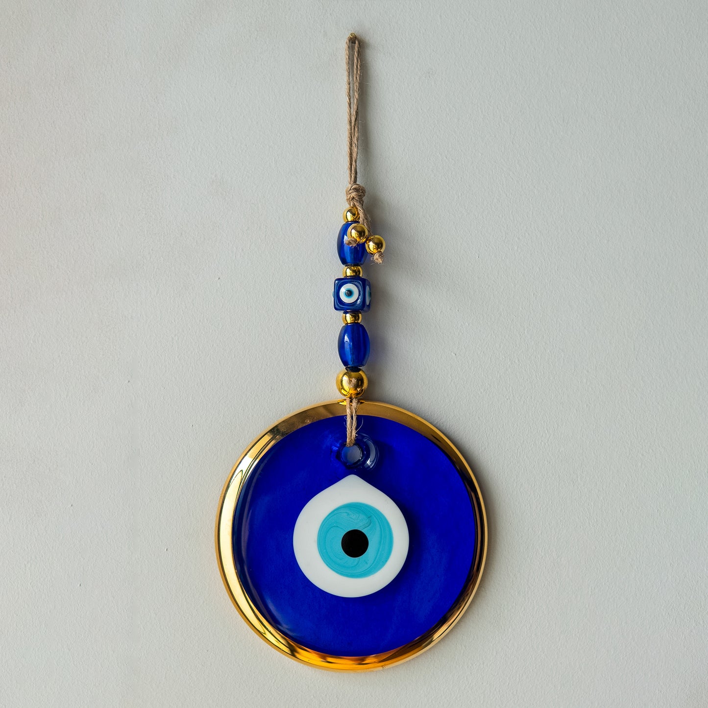 Classic Blue Gold Foil Evil Eye Bead - Protection and Good Luck