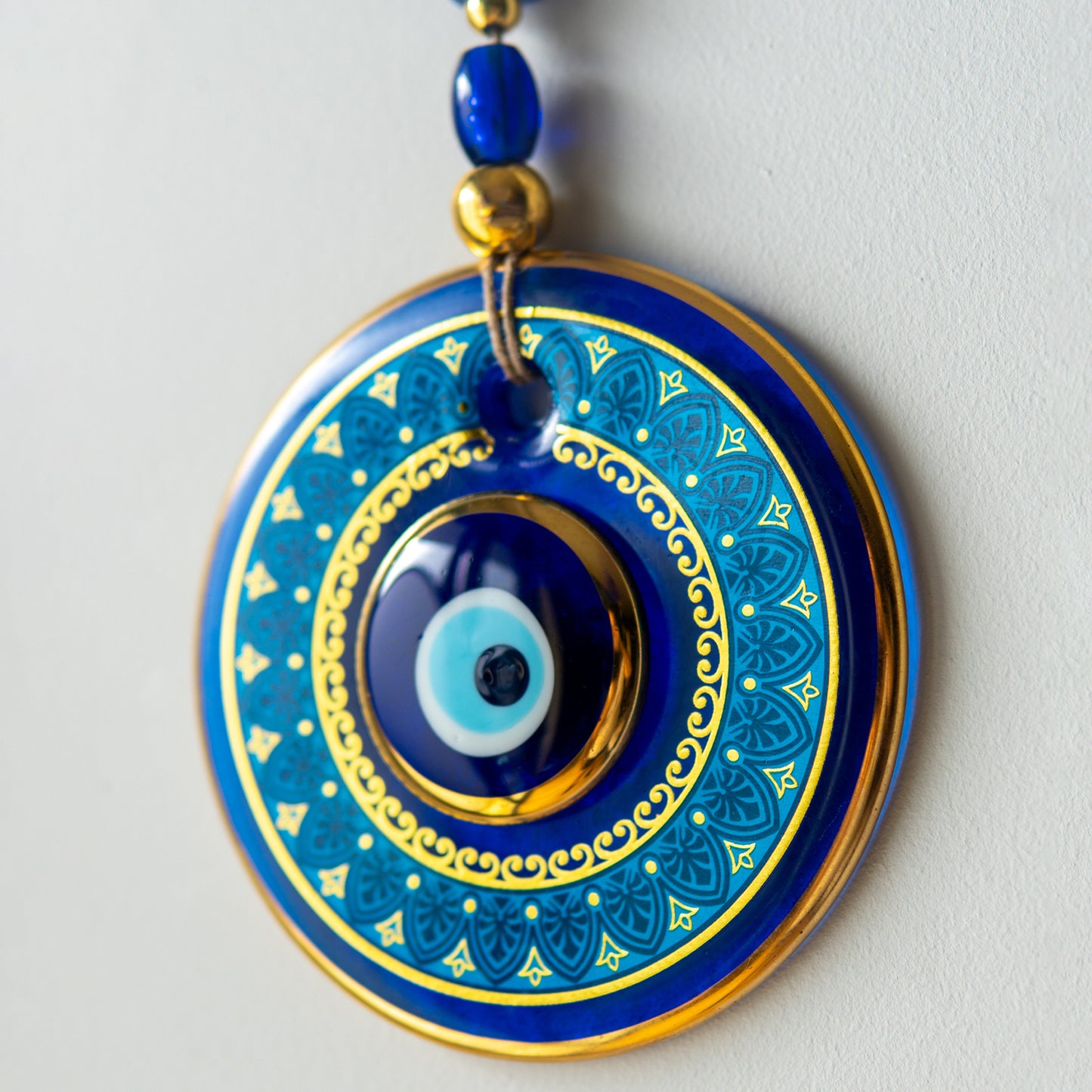 Geometric Patterned Gold Evil Eye Bead 3