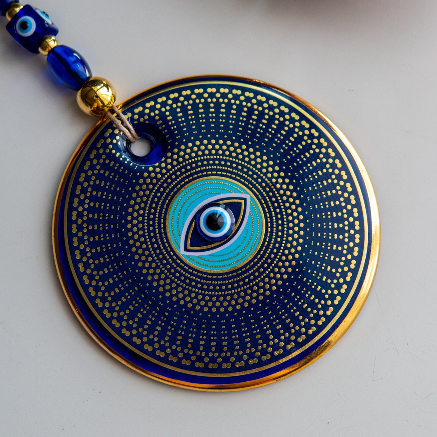 Ethnic Patterned Gold Evil Eye Bead 2