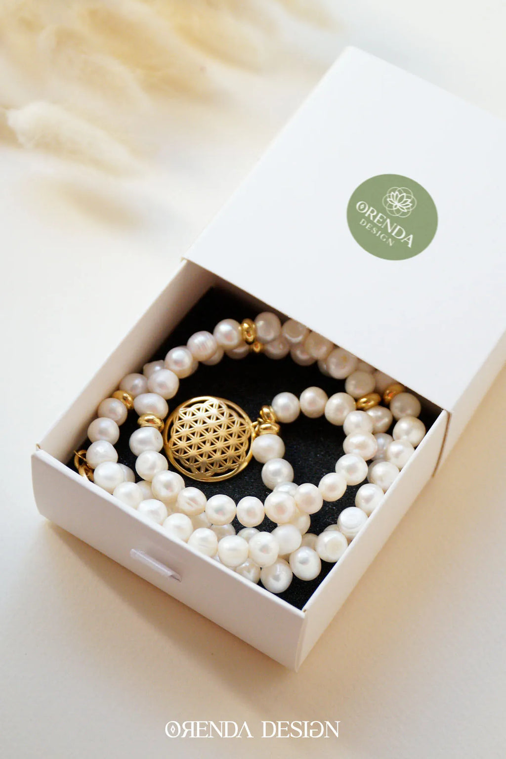 FEMININE ENERGY and ABUNDANCE – Flower of Life – Pearl Natural Stone Necklace