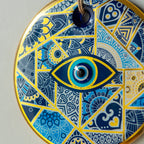 Geometric Patterned Gold Evil Eye Bead