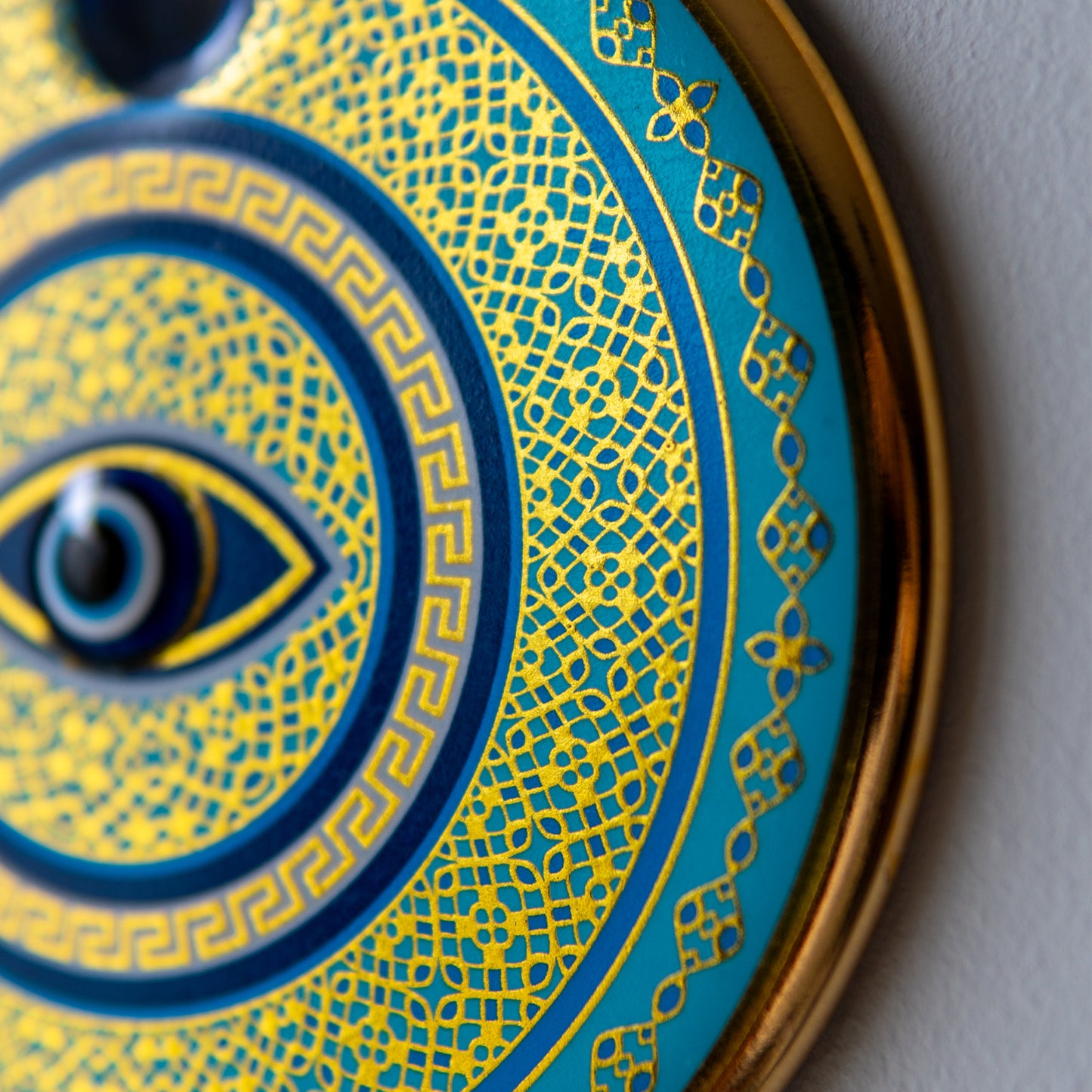 Ethnic Patterned Gold Evil Eye Bead