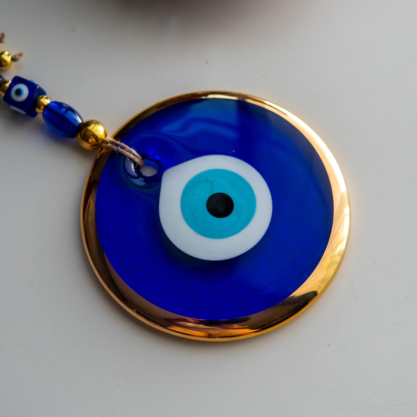 Classic Blue Gold Foil Evil Eye Bead - Protection and Good Luck