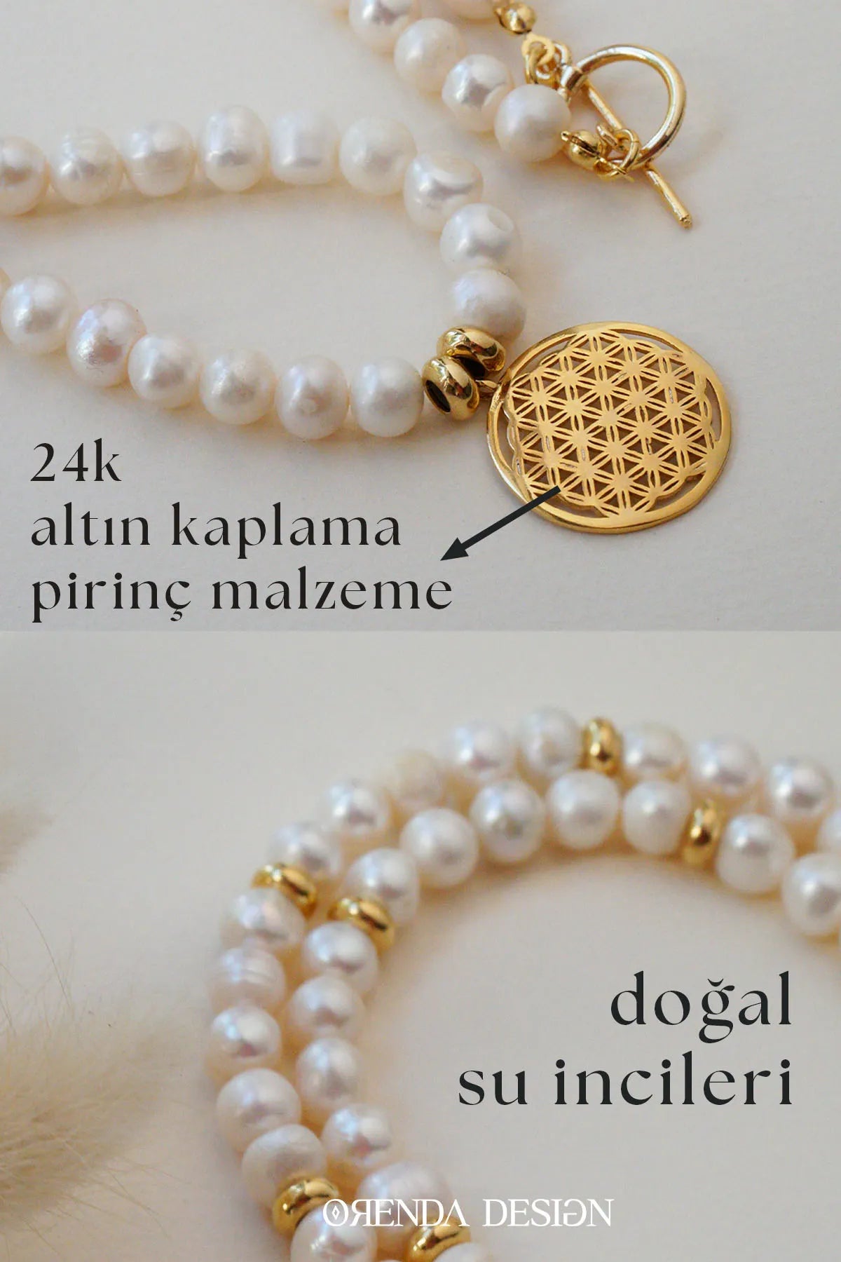 FEMININE ENERGY and ABUNDANCE – Flower of Life – Pearl Natural Stone Necklace