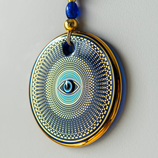 Ethnic Patterned Gold Evil Eye Bead 2