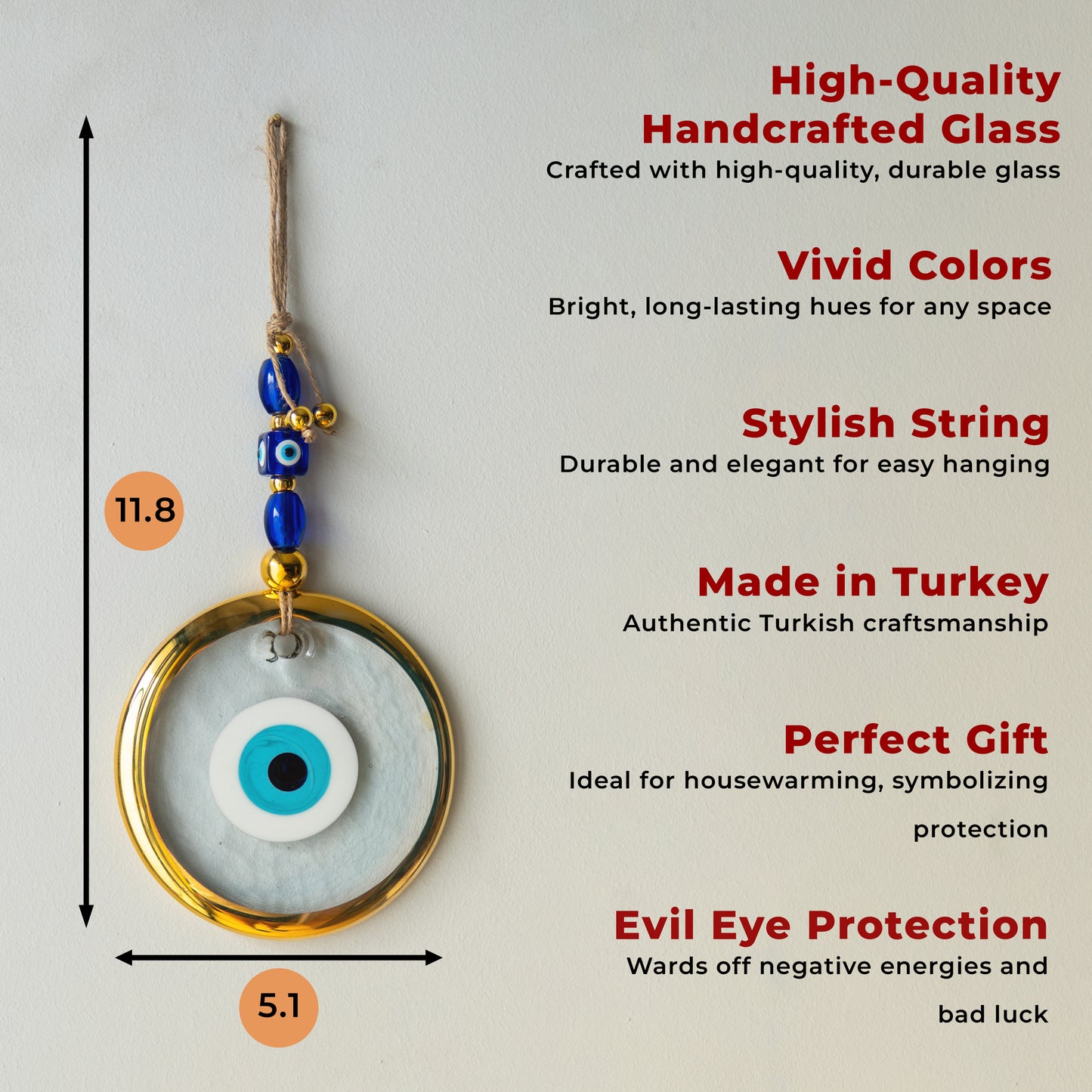 Transparent Classic Gold Foil Evil Eye Bead - Protection and Good Luck