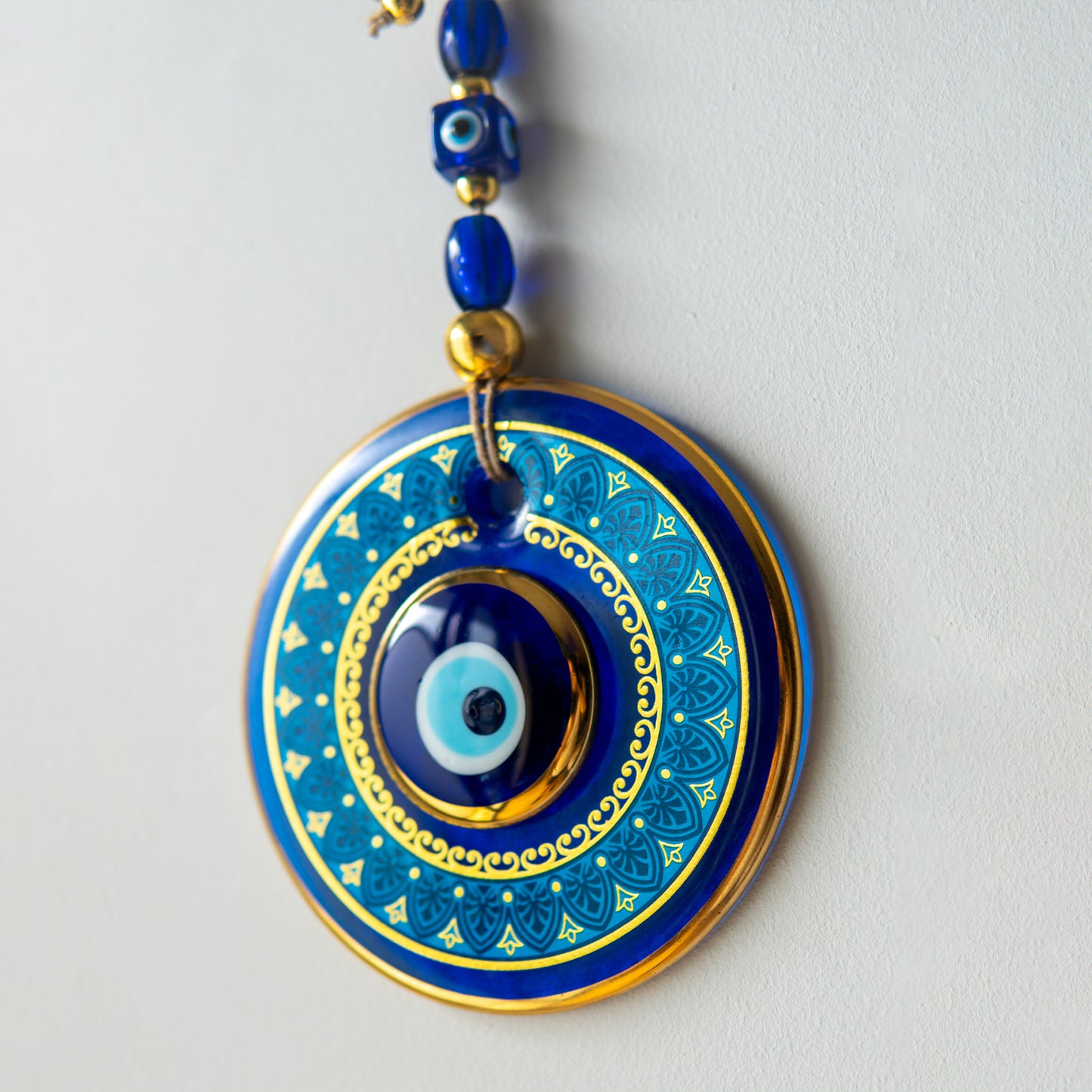 Geometric Patterned Gold Evil Eye Bead 3