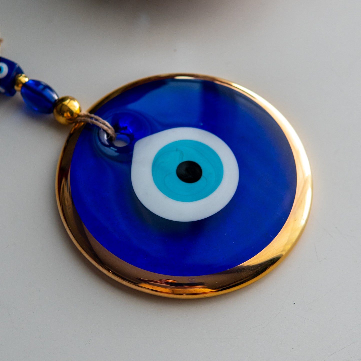 Classic Blue Gold Foil Evil Eye Bead - Protection and Good Luck